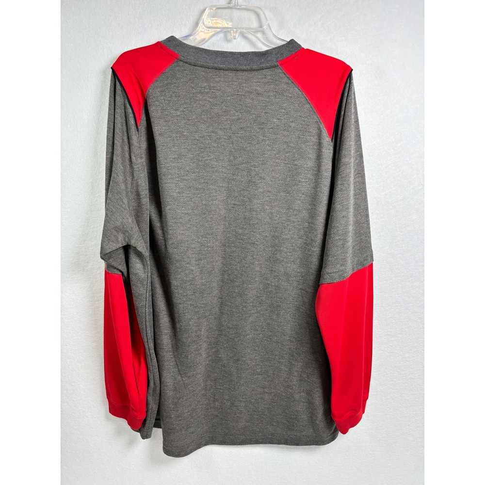 True Fan Cincinnati Reds MLB Long Sleeve Shirt Grey Red V-Neck Mens XXL 24349 - Picture 2 of 8